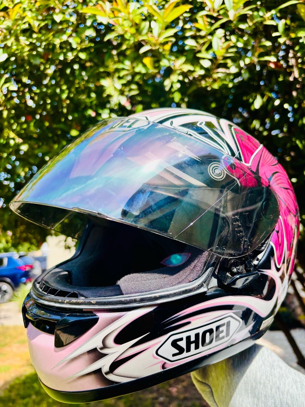 Shoei RF-1000 Flutter Full Face Motorcycle Helmet Butterfly Design Black, Pink